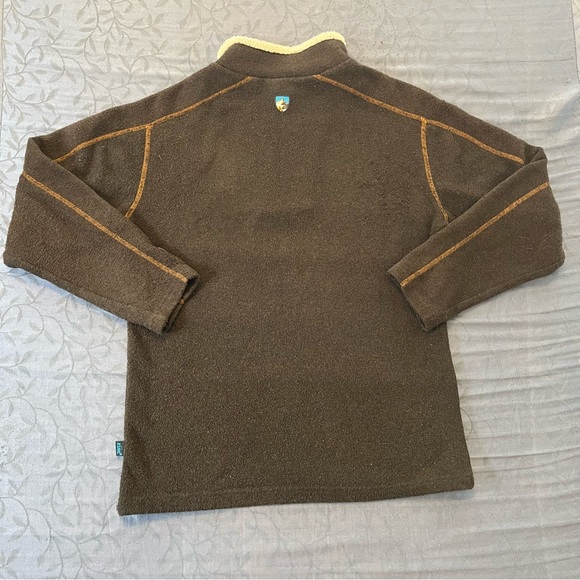 Kuhl Alfpaca Sweater Mens Size M Brown Fleece 1/4 Zip Sherpa Collar Pullover - Picture 6 of 8